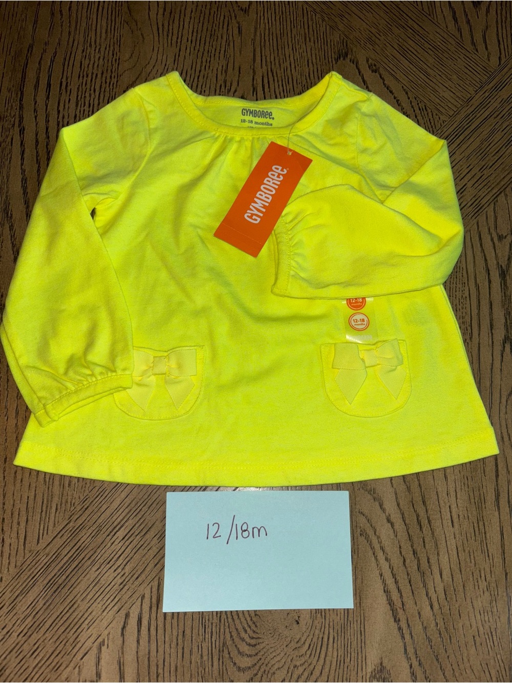 Gymboree Neon Yellow Long-Sleeve Top with Bow Pockets